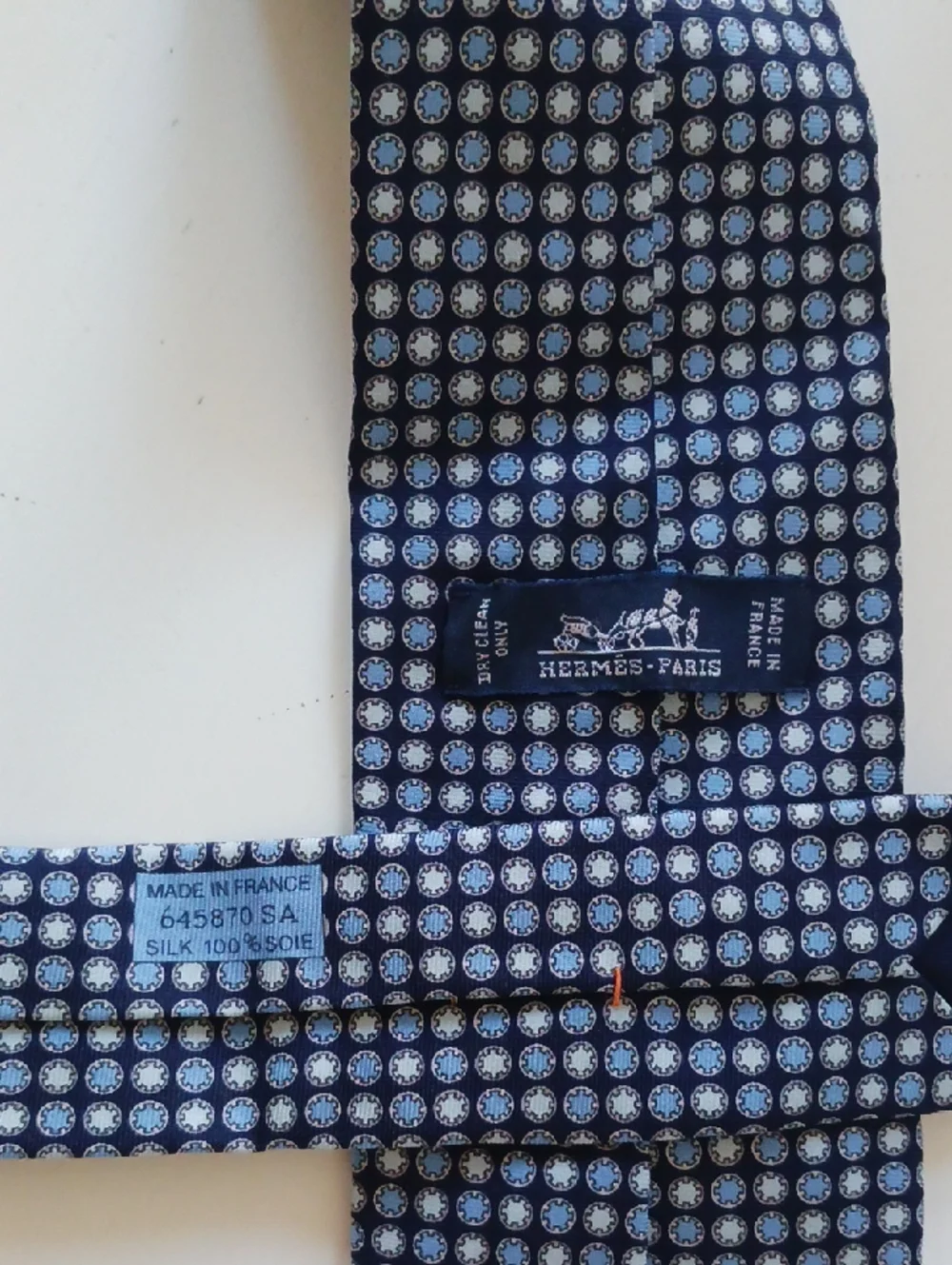 Hermes Cassette Tape Classic Blue Micro-Pattern Men’s Tie, 645870 SA, France